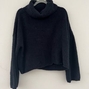 Black turtleneck Teddy material sweater